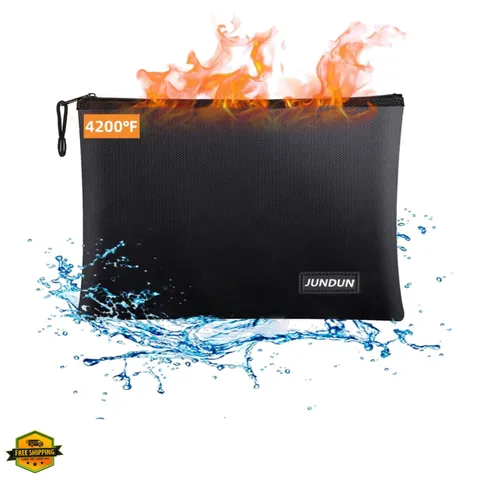 Fireproof Document Bags,14.2”x 10.0”Waterproof and Fireproof Money Bag with A...