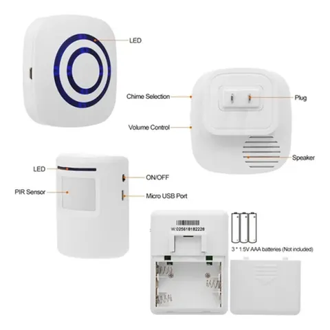 Smart Motion Sensor Alarm Wireless Doorbell Plug-in Door Bell Home Security TQWP