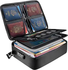Fireproof Document Box with Lock, Portable Fireproof Document Bag Waterproof Fir