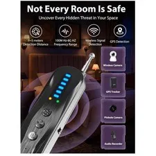 Portable Hidden Camera Detector, Anti-Spy Alarm - Black
