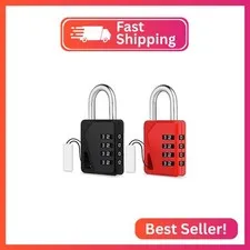 ZHEGE Locks for Locker with Code, Small Combo Lock (Black & Red, 2 Pack)