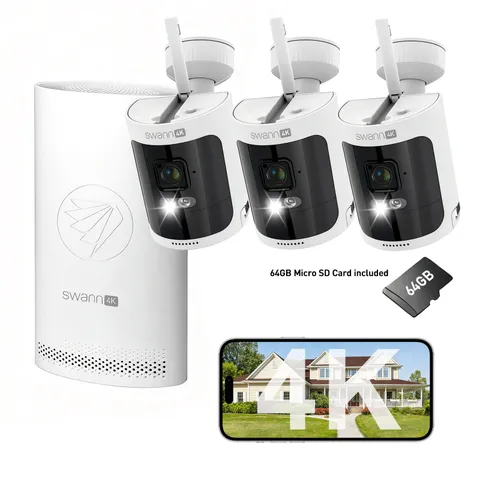 Swann Wireless 4K Security Camera System 8CH NVR Two-Way Audio Recording 64GB SD