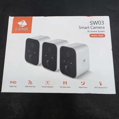 Z-EDGE 3 Pack WiFi Smart Cameras with Solar Panels & TF Cards, Mic, Speaker