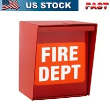 Safety Fire Department Box With Lock Hole Red Heavy Duty Steel ‎Wall Mount Quick