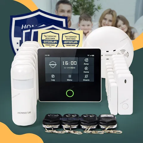 HOMSECUR Wireless WIFI 4G 2G SMS Autodial Burglar 4.3" Alarm System Touch Screen