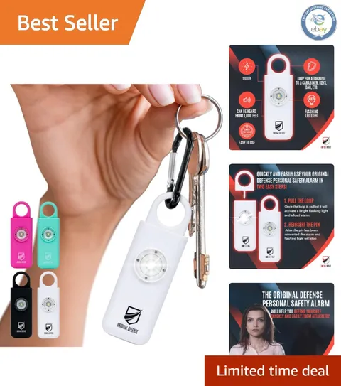 Portable 130 dB Emergency Keychain Alarm with LED Light for Women & Children