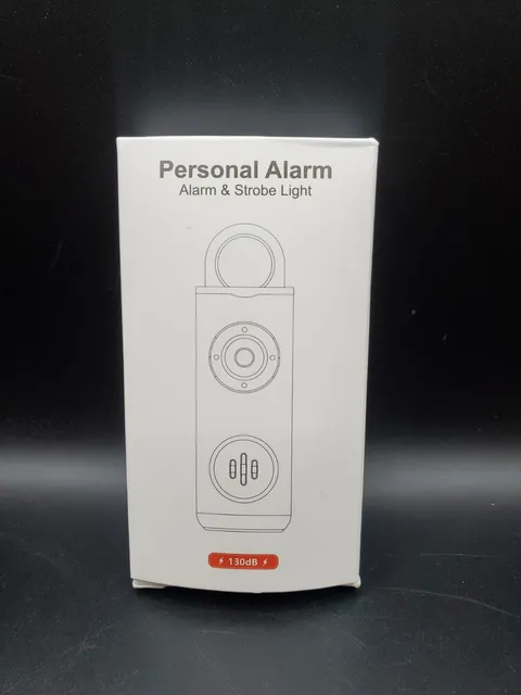 New In Box Personal Keychain Alarm Safety Siren with Panic Strobe Light - White 