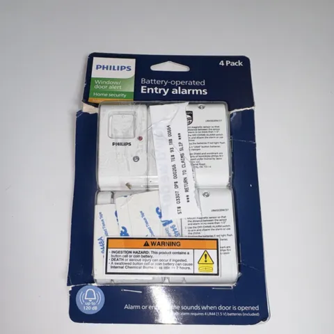 Philips Door Alarm Battery Operated 120dB Peel-and-Stick 4 Pack LRM3320W/27