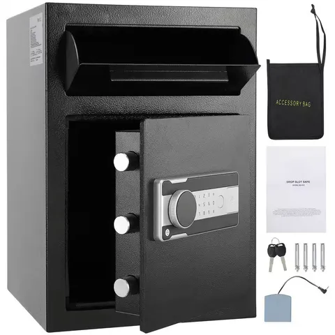 2.5 Cub Depository Safe, Drop Slot, Electronic Code Lock and 2 Emergency Keys, 2