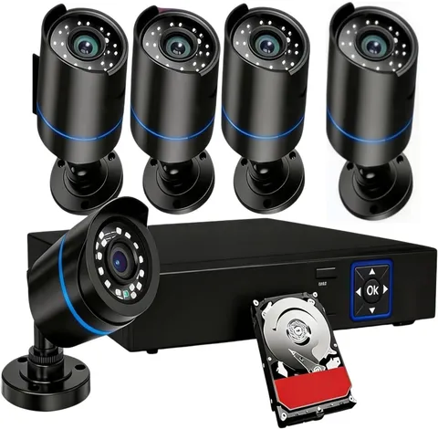 Wired 5MP PoE 3000TVL Home Security System DVR Camera Kit