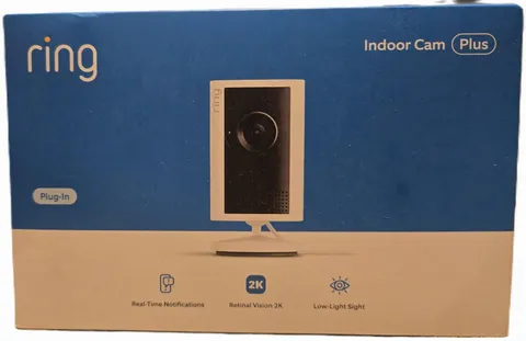 Ring Indoor Cam Plus Plug-In 2K WiFi Security Camera Motion Detection White New