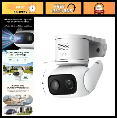 Indoor/Outdoor Security Camera 360° Pan & Tilt, Color Night Vision, AI Detection