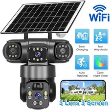 Wireless Solar Battery Powered WiFi Home Security Camera System Outdoor Pan/Tilt