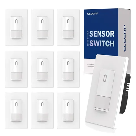 Motion Sensor Light Switch, No Neutral Wire, 10 Pack, White