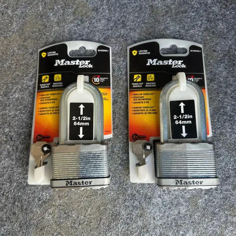 2 Pack Master Lock Magnum M15XKADLJ Padlock 2-1/2in Shackle Boron Carbide Keyed