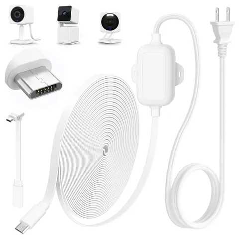 25FT Outdoor Power Adapter for WYZE Cam V4, WYZE Cam OG/V3/V3 Pro, L-Shape Mi...
