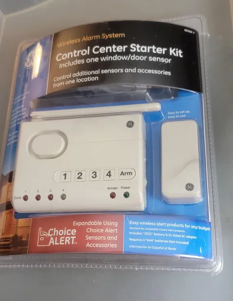 GE Wireless Alarm System Control Center Starter Kit 45142 W/ Extra Sensor Tote34
