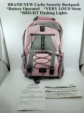 BRAND NEW Carlie Security Backpack *VERY LOUD Siren *BRIGHT Flashing Lights Pink
