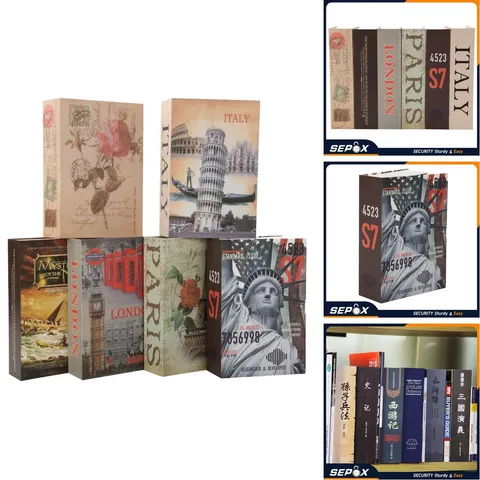 SEPOX SBOOK7 Book Safe Lock Boxes - 6 Pack Large Steel Box with Resettable