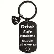 Drive Safe Keychain for Him, Father's Day Gifts for Husband, Birthday Valenti...
