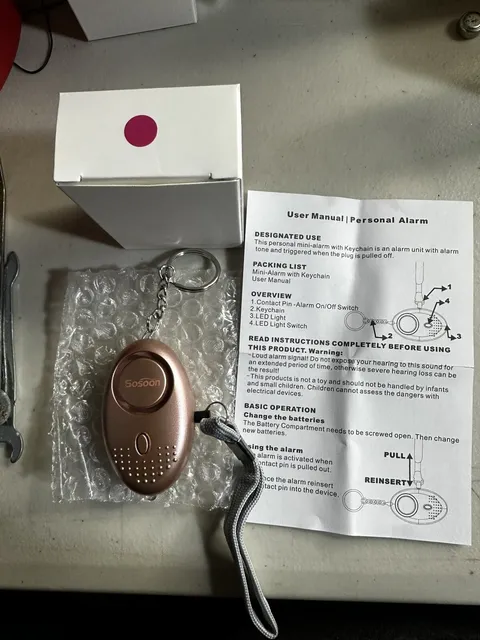 Rose Gold SoSoon Personal Alarm With Flashlight 140dB