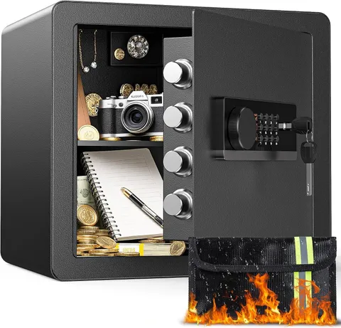 1.4 Cuft Home Safe Money 4 Locking Bolts Steel Safety Box W/ LED Light Alarm