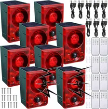 Solar Outdoor Motion Sensor Alarm Animal Deterrent Gunshot Sound Dog Barking Ala