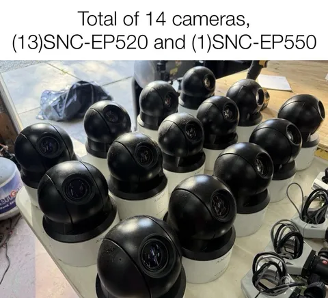 14 - Sony Ipela PTZ Cameras EP520 EP550 With Wire Harness And Base Plates