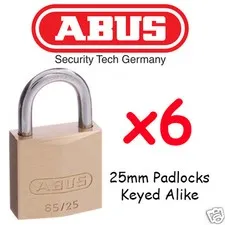  Padlocks ABUS Brass 25mm x6  BULK LOT Keyed Alike High quality