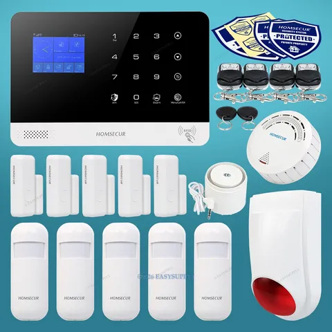 HOMSECUR Wireless WIFI 4G 2G RFID LCD Home Alarm System+PIR+5*Door Sensor