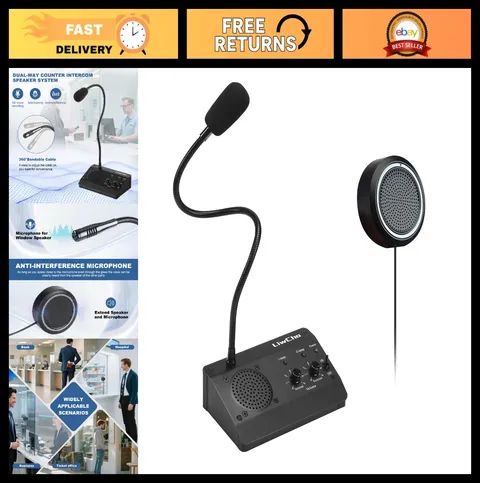 Dual-Way Window Intercom Speaker System for Business, Office, Bank, School, Stor