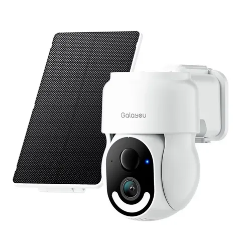 2K Outdoor 360° PTZ WiFi Security Camera With Battery & Solar, Smart App Viewing