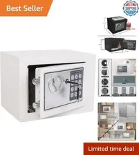 Elegant White-Silver Mini Safe Box with Electronic Keypad for Secure Storage