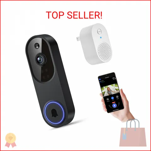 Orbitell 1080p Wireless Wi-Fi Video Doorbell Camera with Two Way Audio, Night Vi