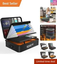 5200℉ Fireproof Document Box, 16.1x 11.4x4.3 Inch Waterproof and Fireproof Do...