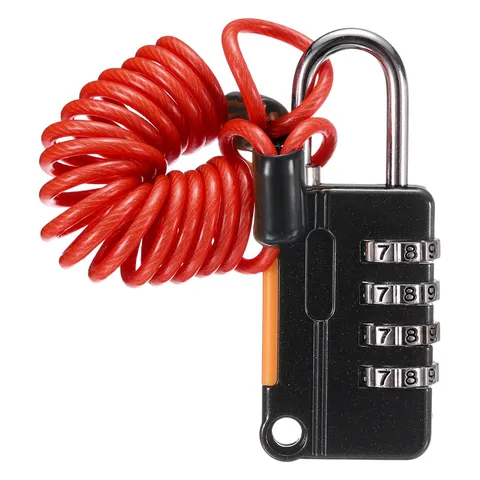Luggage Lock, 4 Digit Combination Padlock with Flexible Red Cable (90cm)