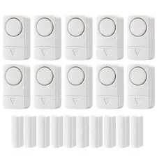 Door Window Alarm Sensor for Home Security, White, 10 Pack, Battery Powered