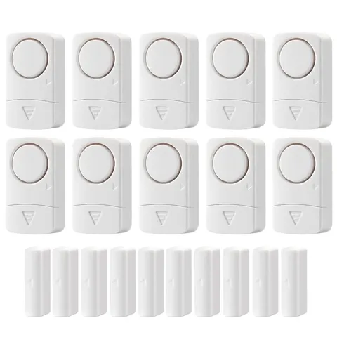 Door Window Alarm Sensor for Home Security, White, 10 Pack, Battery Powered
