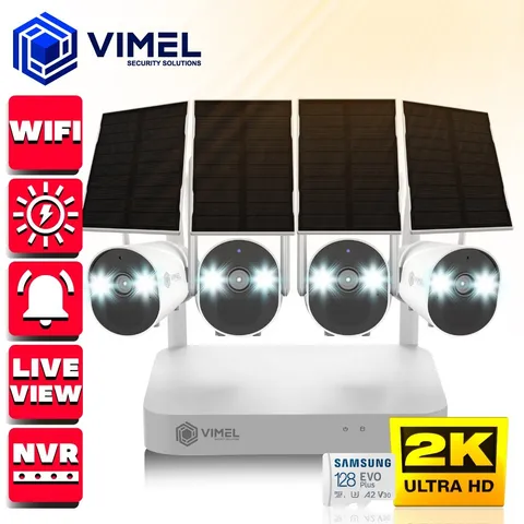 Wireless NVR Security Camera System WIFI 128GB Solar Powered 2K Cloud Home