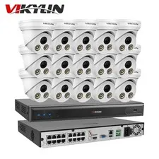 Vikylin SmartFind 16CH 16POE CCTV System 4K 8MP IP Camera Outdoor Full Color Lot