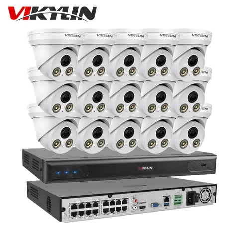 Vikylin SmartFind 16CH 16POE CCTV System 4K 8MP IP Camera Outdoor Full Color Lot