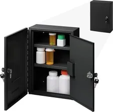 2-Door Narcotics Cabinet - Double Door & Dual Key Lock Steel Cabinet for Safe
