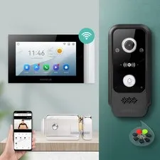 HOMSECUR 7" Waterproof 4 Wire WIFI HD Video Doorphone Entry Intercom Card Entry