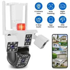 1080P HD 4-Lens Security Camera WiFi Pan & Tilt Camera w/Night Vision Camera