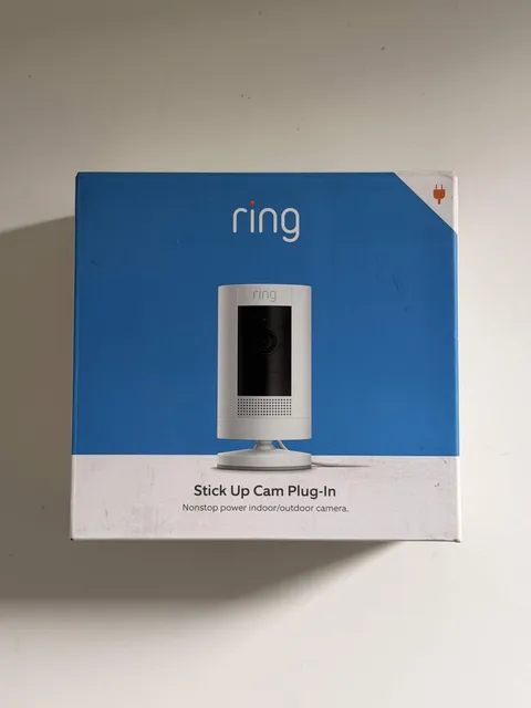 Ring Stick Up Cam Plug-In Indoor/Outdoor 1080p Wired Security Camera (White)