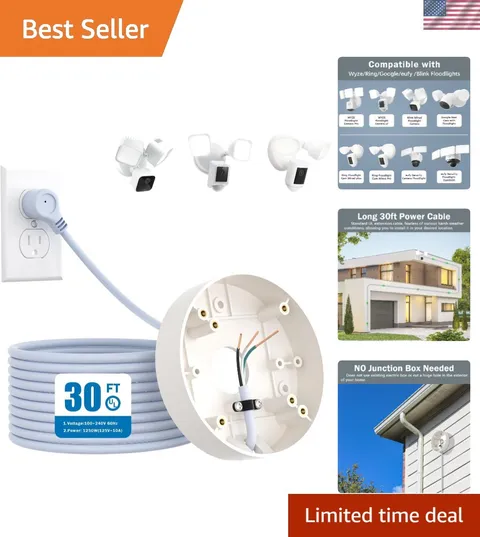 Versatile 30ft/9m Power Cable Mount for WYZE, Blink & Ring Floodlight Cams