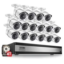 ZOSI H.265+ 16ch 5MP Lite DVR 1080p Security Camera System CCTV System with HDD