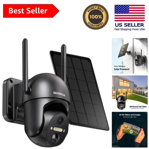 2K Solar Powered Wireless Outdoor Security Camera with 360° View & Night Vision
