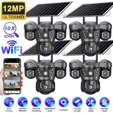 3 Lens Camara De Seguridad Solar Inalambricas Para Exterior Con Vision Nocturna