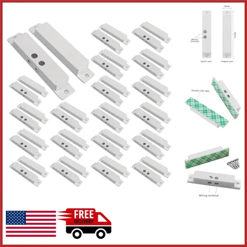 20 Sets Magnetic Door Window Sensor NC Reed Switch with Double-Sided Tape